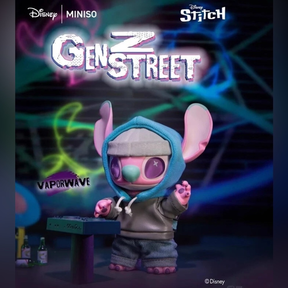 Stitch Gen Z Street Plush Keychain (VAPORWAVE)
